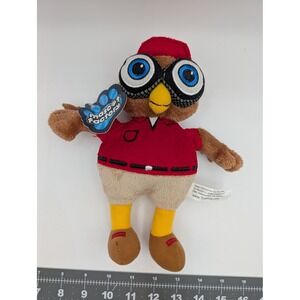 Mascot Factory Tire Pros Owl Plush Brown Red Tire Goggles Advertising Mascot
